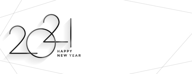 Free vector minimal style 2021 happy new year clean banner design
