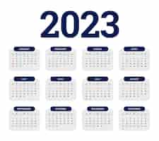 Free vector minimal style 2023 page calendar for new year