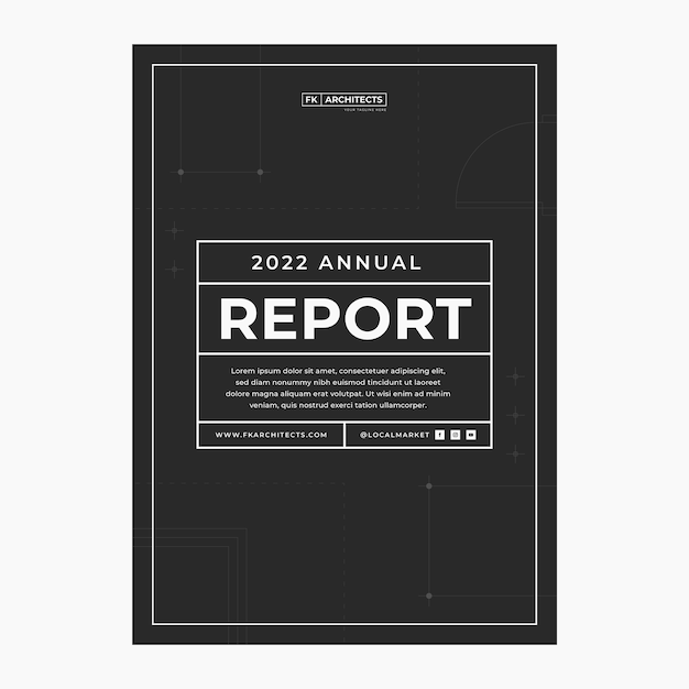 Free vector minimal style architect annual report template