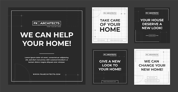 Minimal style architect instagram post template