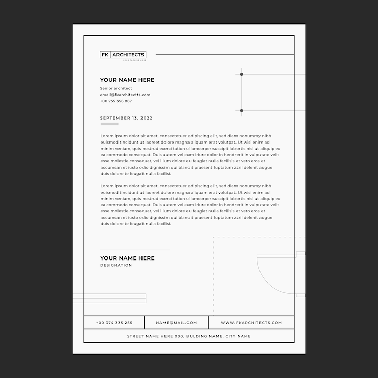 Free Vector minimal style architect letterhead template