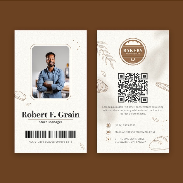 Minimal style bakery shop id card template