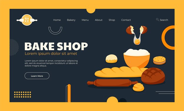 Minimal style bakery shop landing page