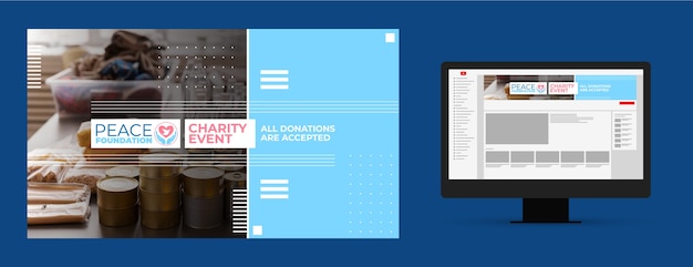無料ベクター 最小限のスタイルのチャリティーイベントyoutubeチャンネルアート