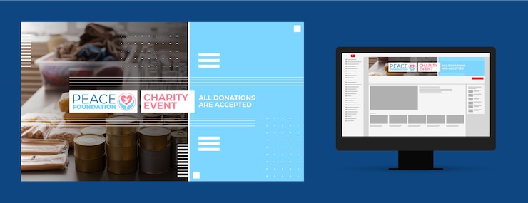 Free Vector minimal style charity event youtube channel art