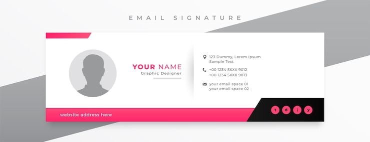 Free Vector minimal style email signature card template in horizontal design