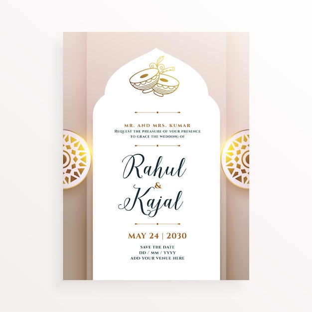 minimal style indian wedding or sagai greeting card for digital post
