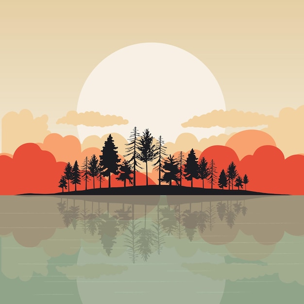 Free vector minimal style landscape design