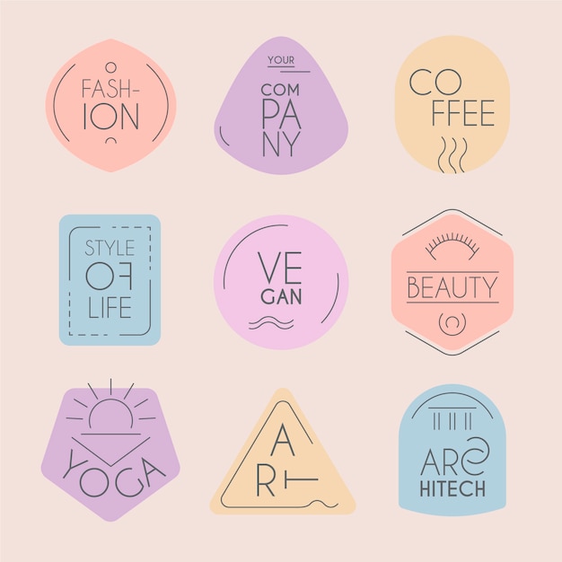 Free vector minimal style logos in pastel colors