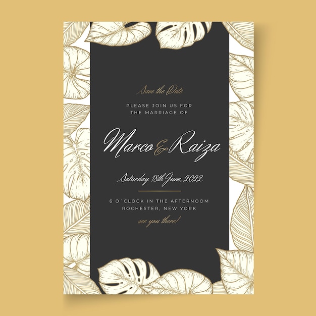 Free vector minimal style wedding card