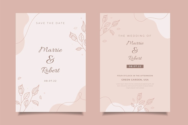 Minimal style wedding invitation template