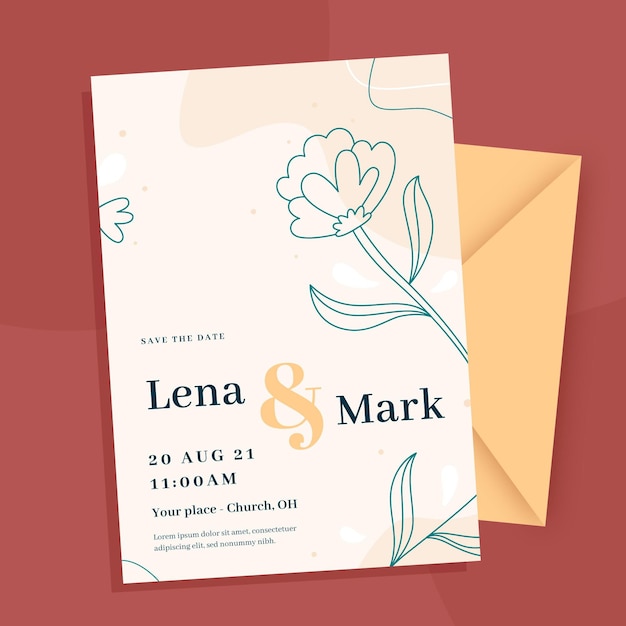 Free vector minimal style wedding invitation