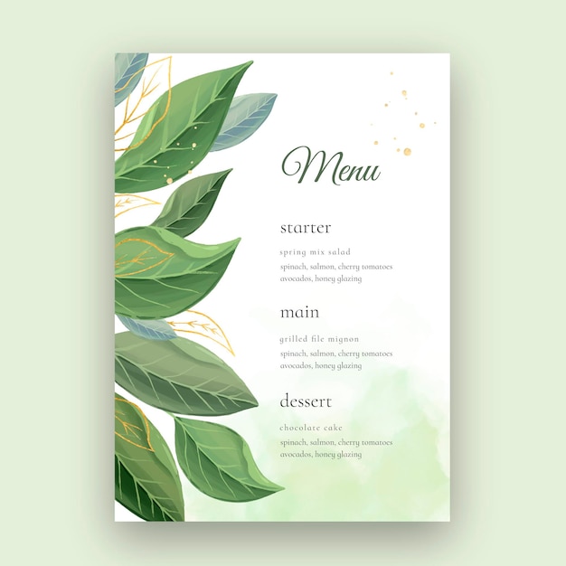 Minimal style wedding menu