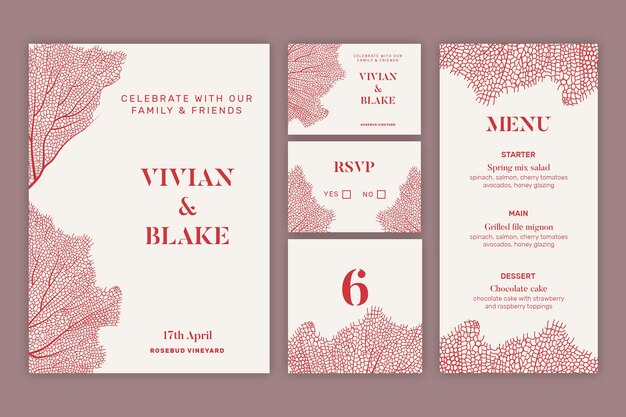 Minimal style wedding stationery set