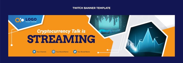 Free vector minimal technology twitch banner template