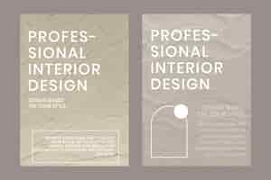 Free vector minimal textured poster template vector for interior company dual set