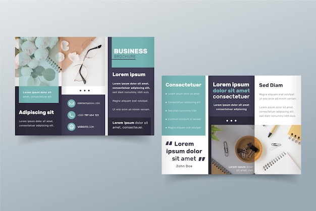 Free vector minimal trifold brochure template with front and back