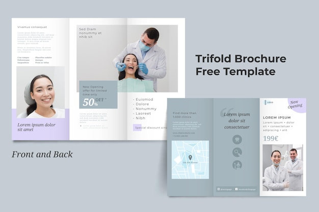 Free vector minimal trifold brochure template with photo