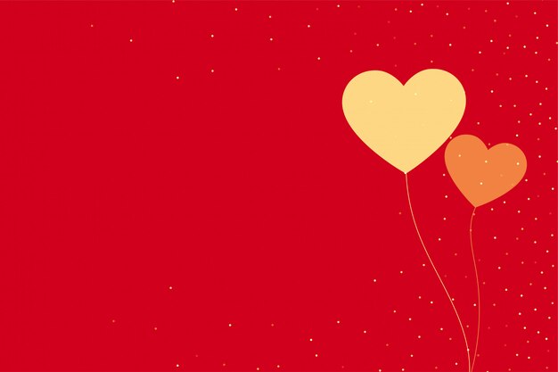 Minimal two flying hearts on red backround