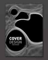 Free vector minimal ultra thin line bubble fluid geometry covers design geometric minimalistic fractal foam cool trendy black abstract backdrop for banner poster flyer etc vector template