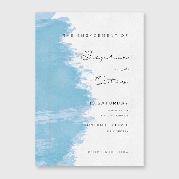 Minimal watercolor wedding invitation