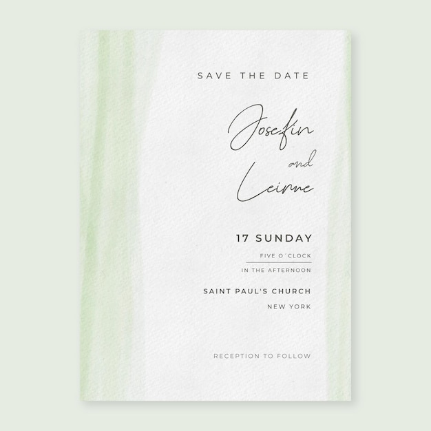 Minimal Watercolor wedding invitation