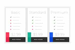 Бесплатное векторное изображение Минимальные веб-планы и шаблон сравнения цен