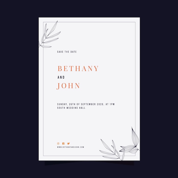 Free vector minimal wedding card template