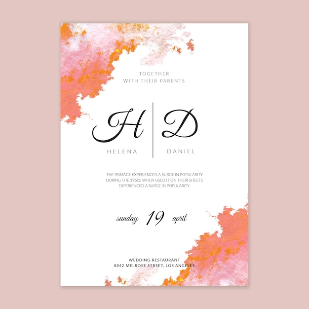 Minimal wedding card template