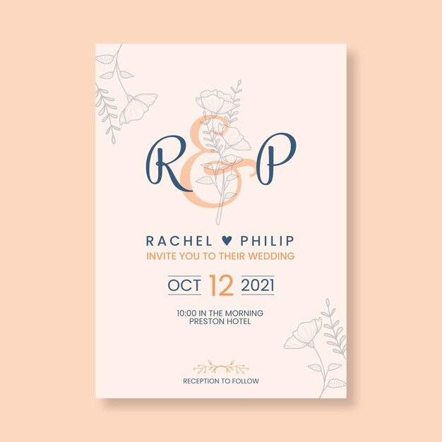 Minimal wedding card template