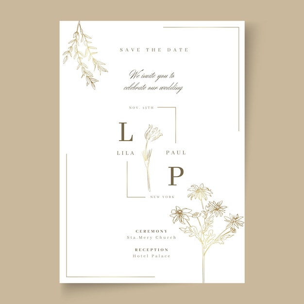 Free vector minimal wedding card