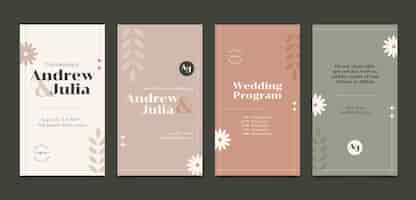 Free vector minimal wedding celebration instagram stories