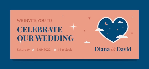 Free vector minimal wedding facebook cover template