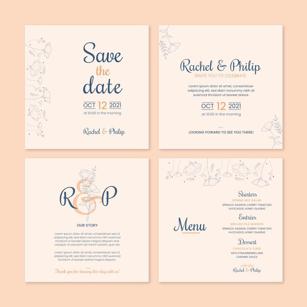 Minimal wedding instagram posts