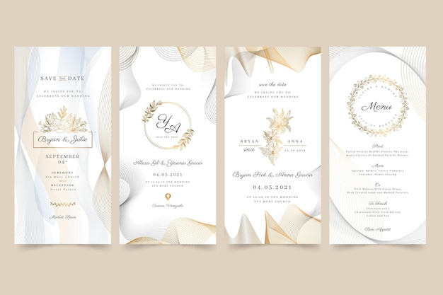 Free vector minimal wedding instagram stories