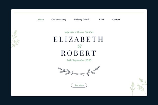 Minimal wedding landing page template