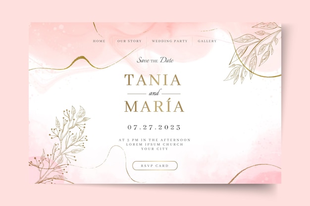 Free vector minimal wedding landing page