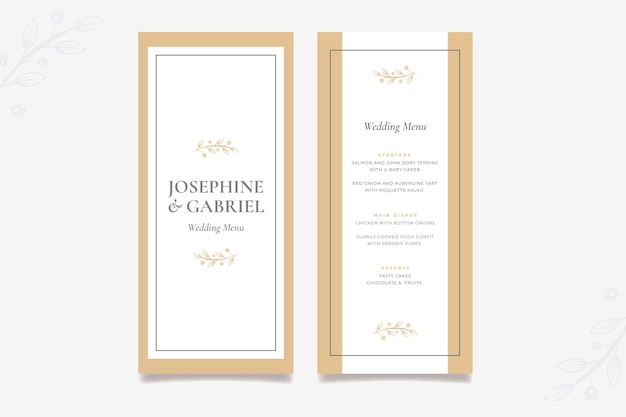 Minimal wedding menu template