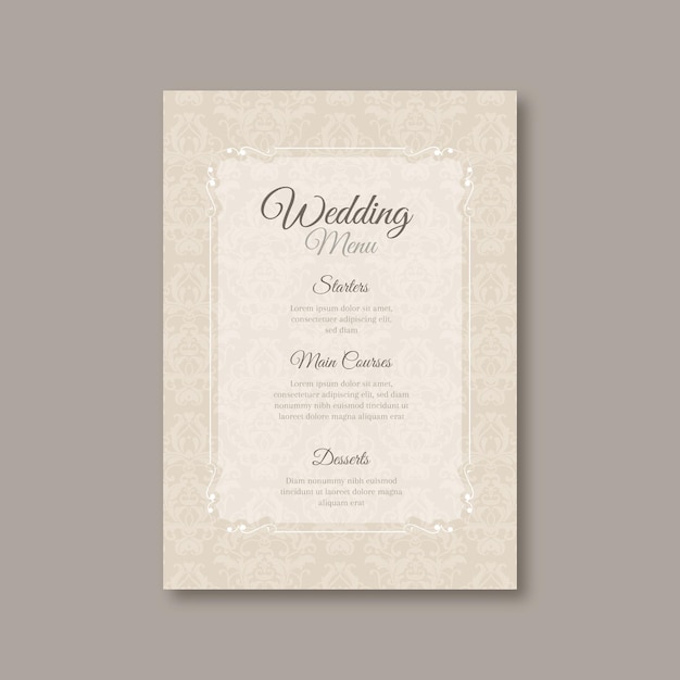 Minimal wedding menu template