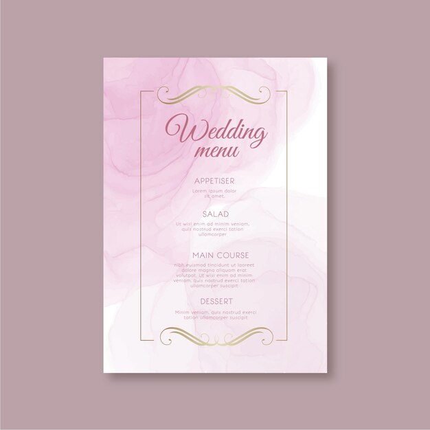 Minimal wedding menu template