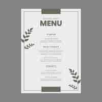 Free vector minimal wedding menu template