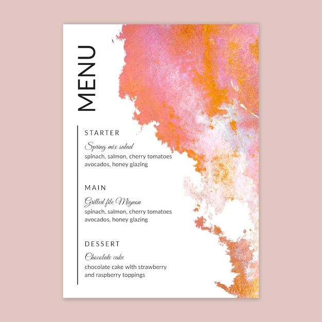 Free vector minimal wedding menu template