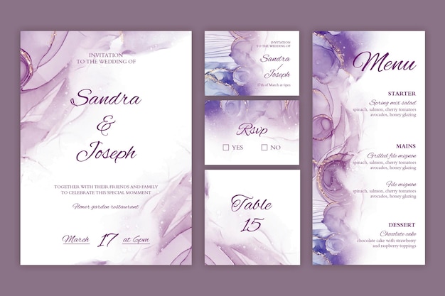 Free vector minimal wedding stationery collection