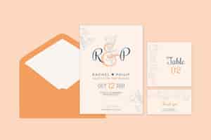 Free vector minimal wedding stationery collection