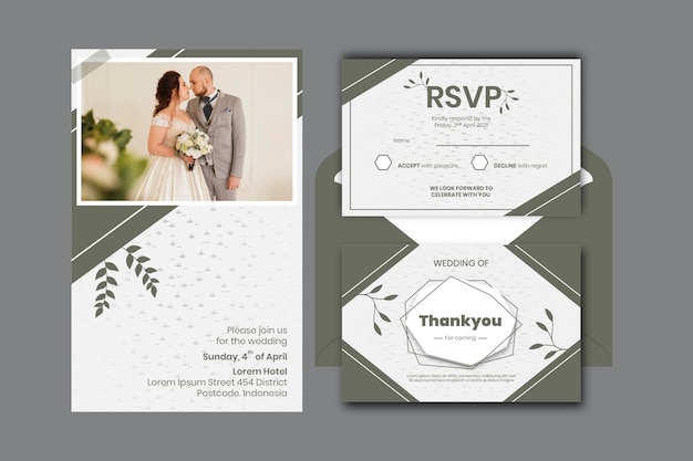Free vector minimal wedding stationery set