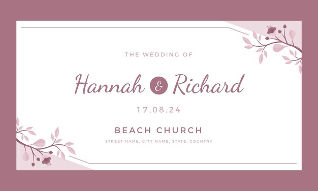 Minimal wedding with flowers facebook template