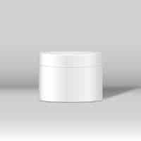 Free vector minimal white cosmetic jar mockup