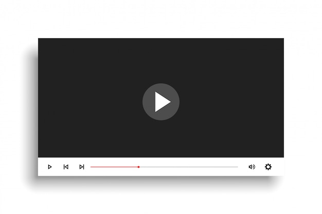 Бесплатное векторное изображение Минимальный белый стиль дизайна шаблона видео плеер