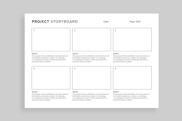 Minimalist 6 frames storyboard