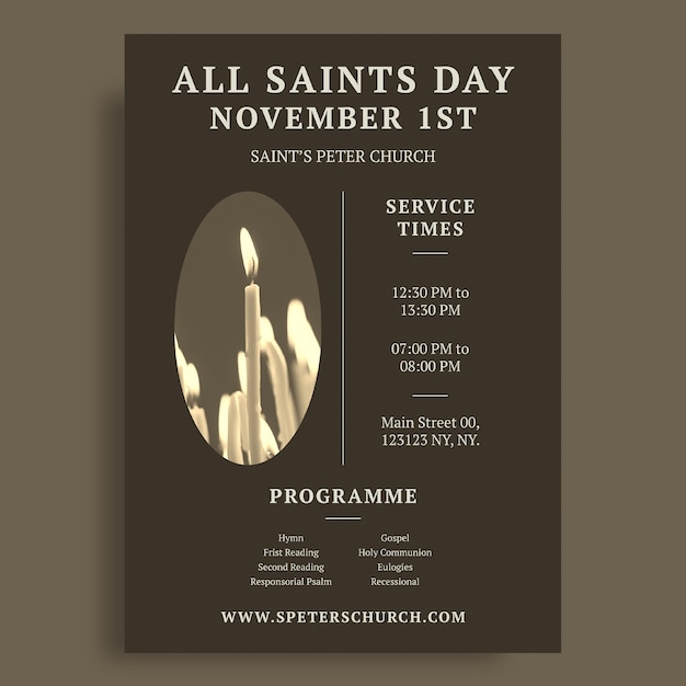 Minimalist all saints day program flyer template